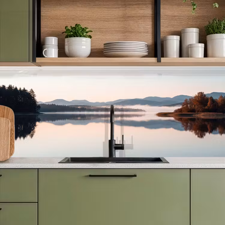 Keuken achterwand - Water - Bomen - Mistlaag — 8