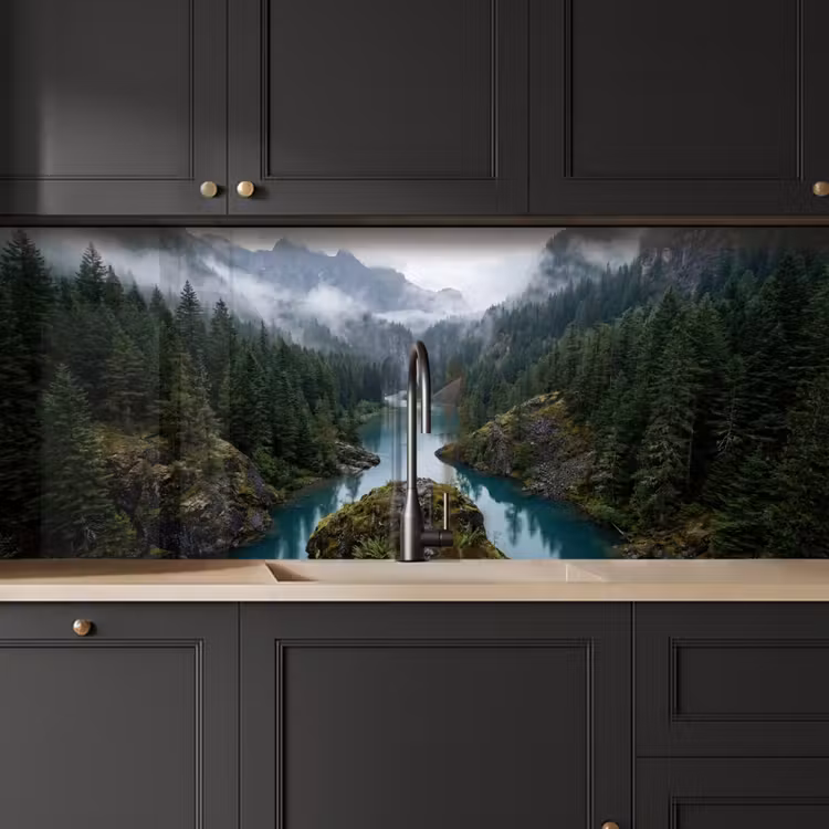 Keuken achterwand - Waterval - Bomen - Bergen — 6