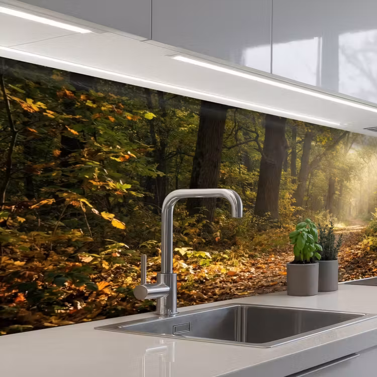 Keuken achterwand - Zonlicht - Bospad - Bomen — 2
