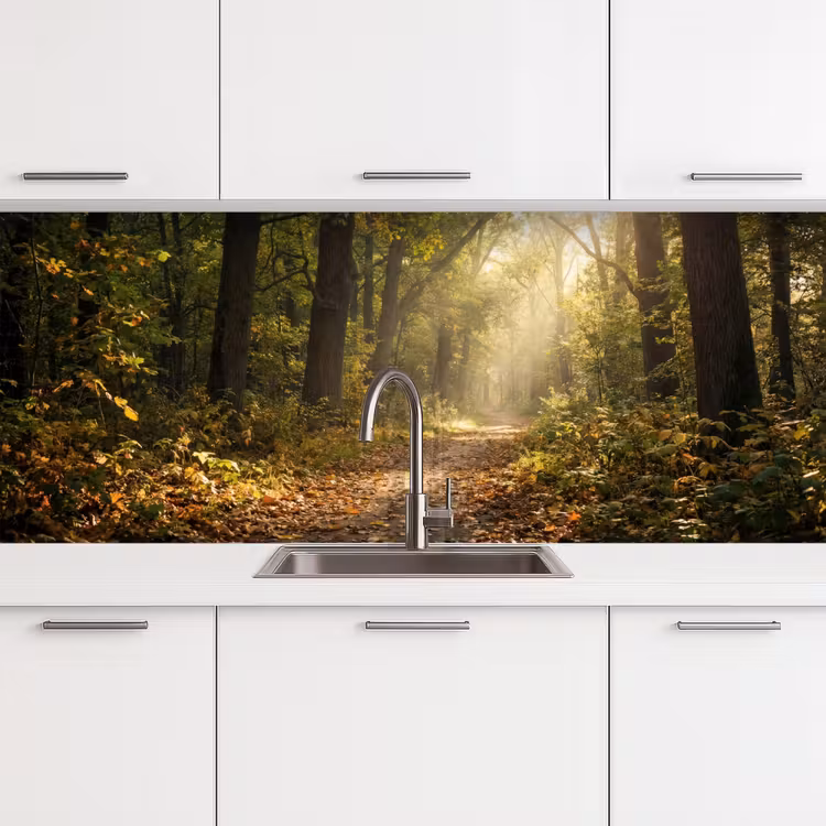Keuken achterwand - Zonlicht - Bospad - Bomen — 4