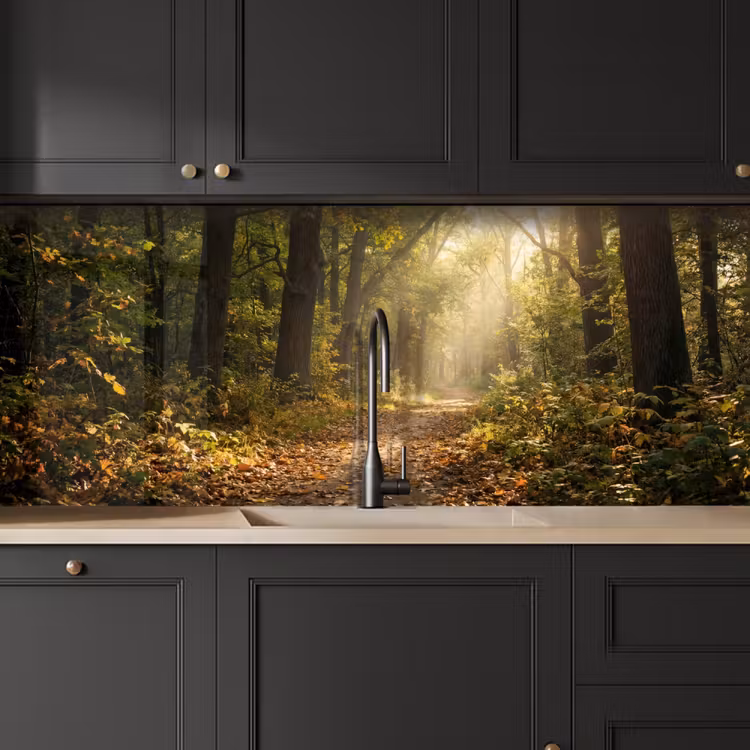 Keuken achterwand - Zonlicht - Bospad - Bomen — 6