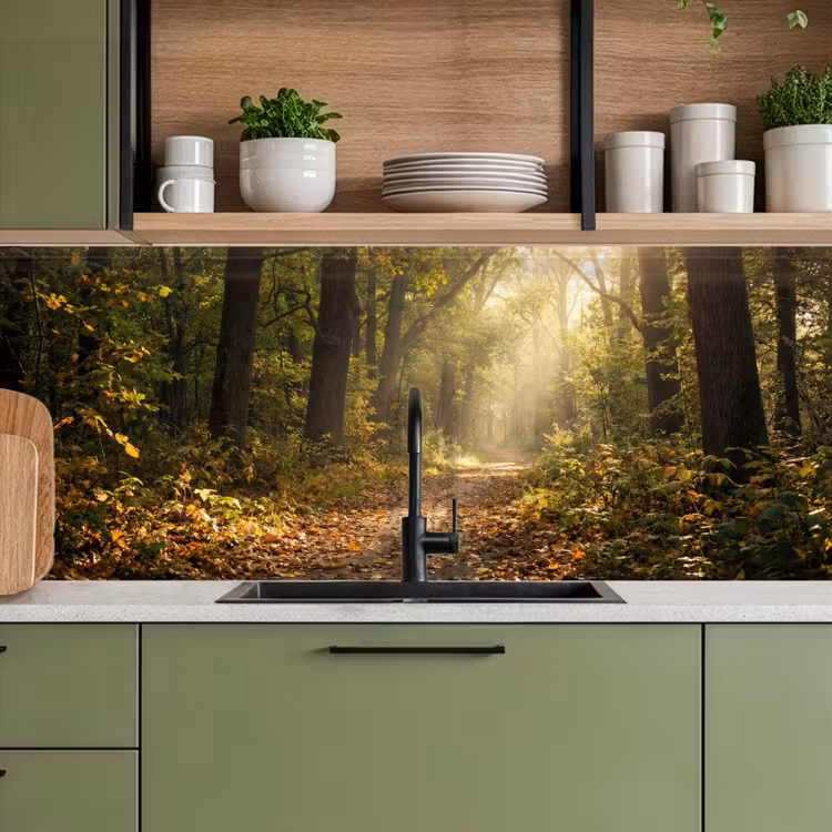 Keuken achterwand - Zonlicht - Bospad - Bomen — 8
