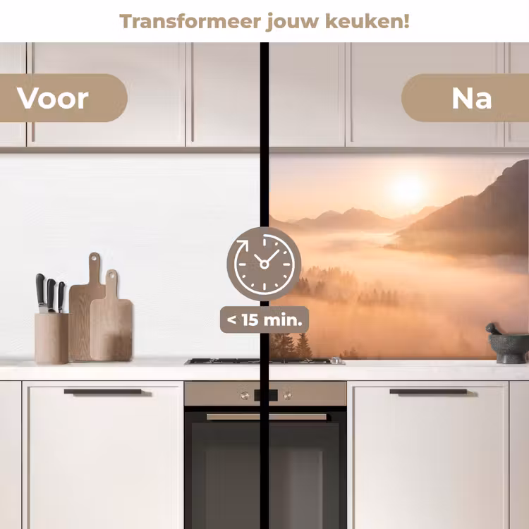 Keuken achterwand - Zonlicht - Mist - Bergen - Bomen — 3