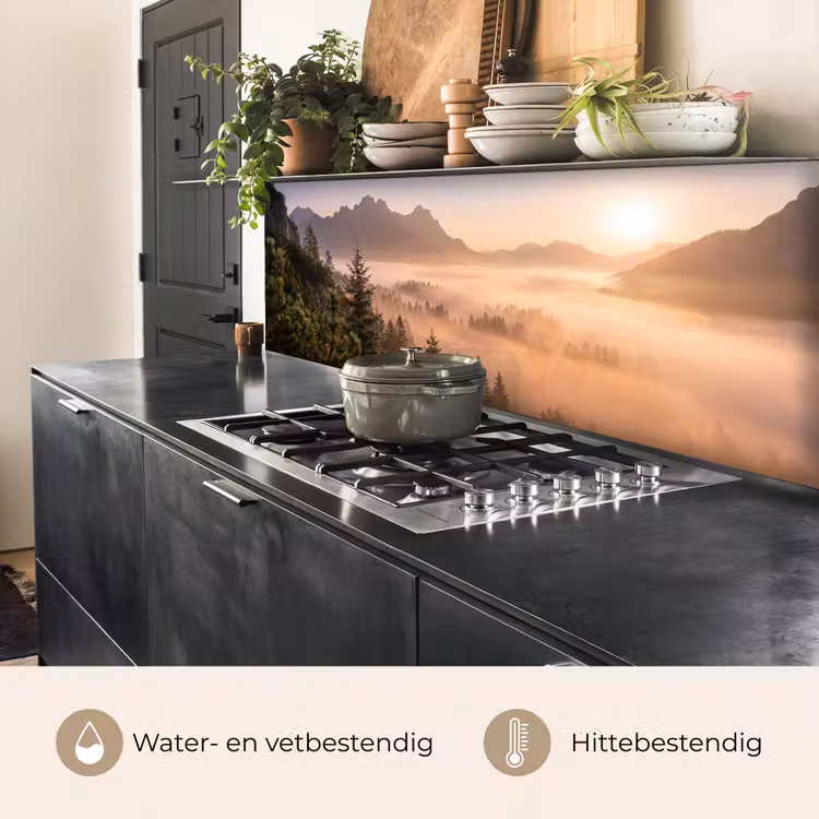 Keuken achterwand - Zonlicht - Mist - Bergen - Bomen — 5