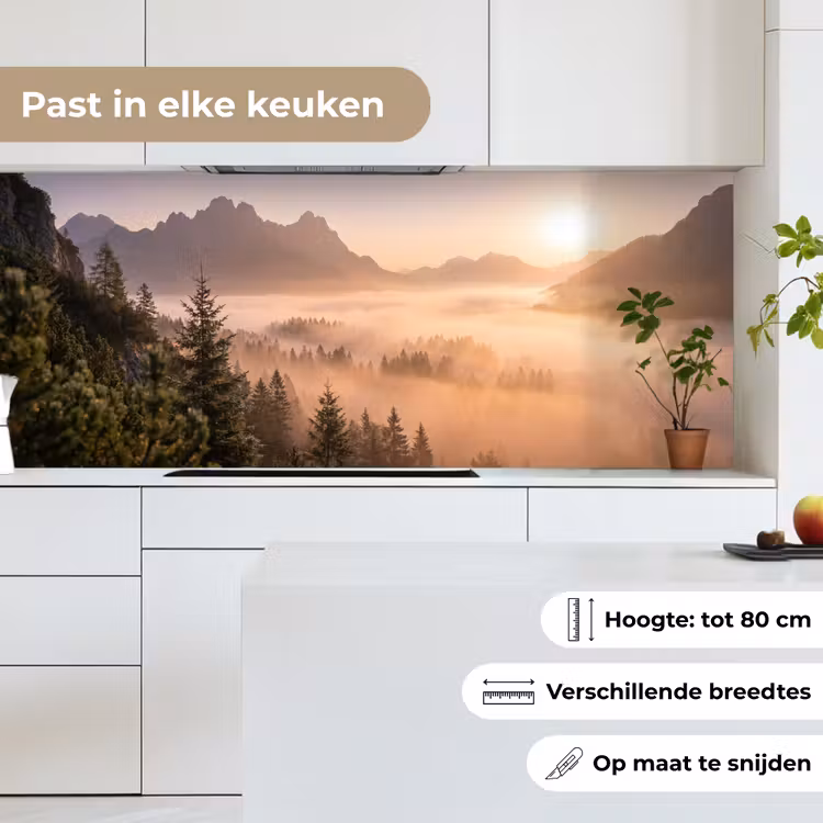 Keuken achterwand - Zonlicht - Mist - Bergen - Bomen — 7