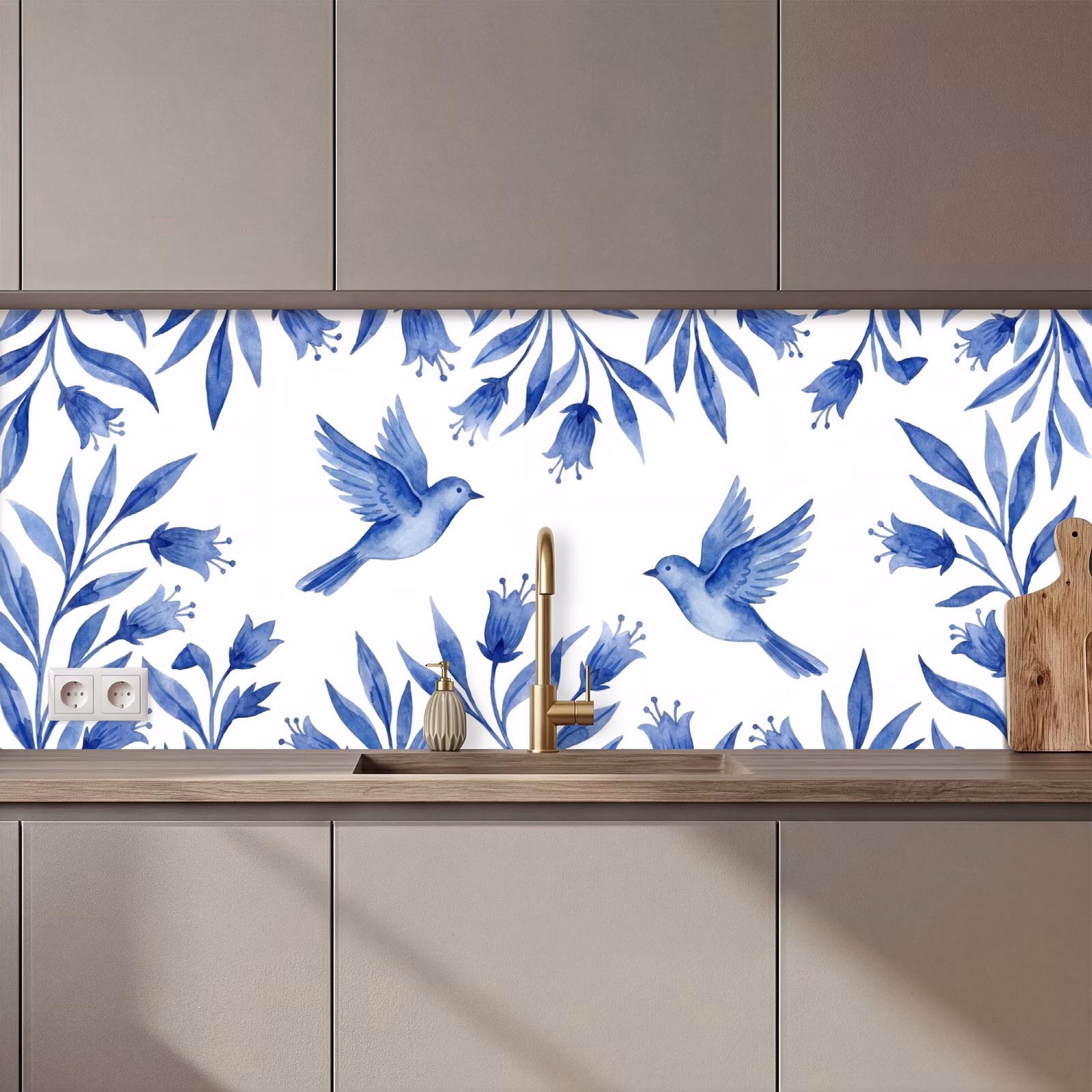Keuken achterwand - Modern - Vogels - Delfts - Blauw — 1