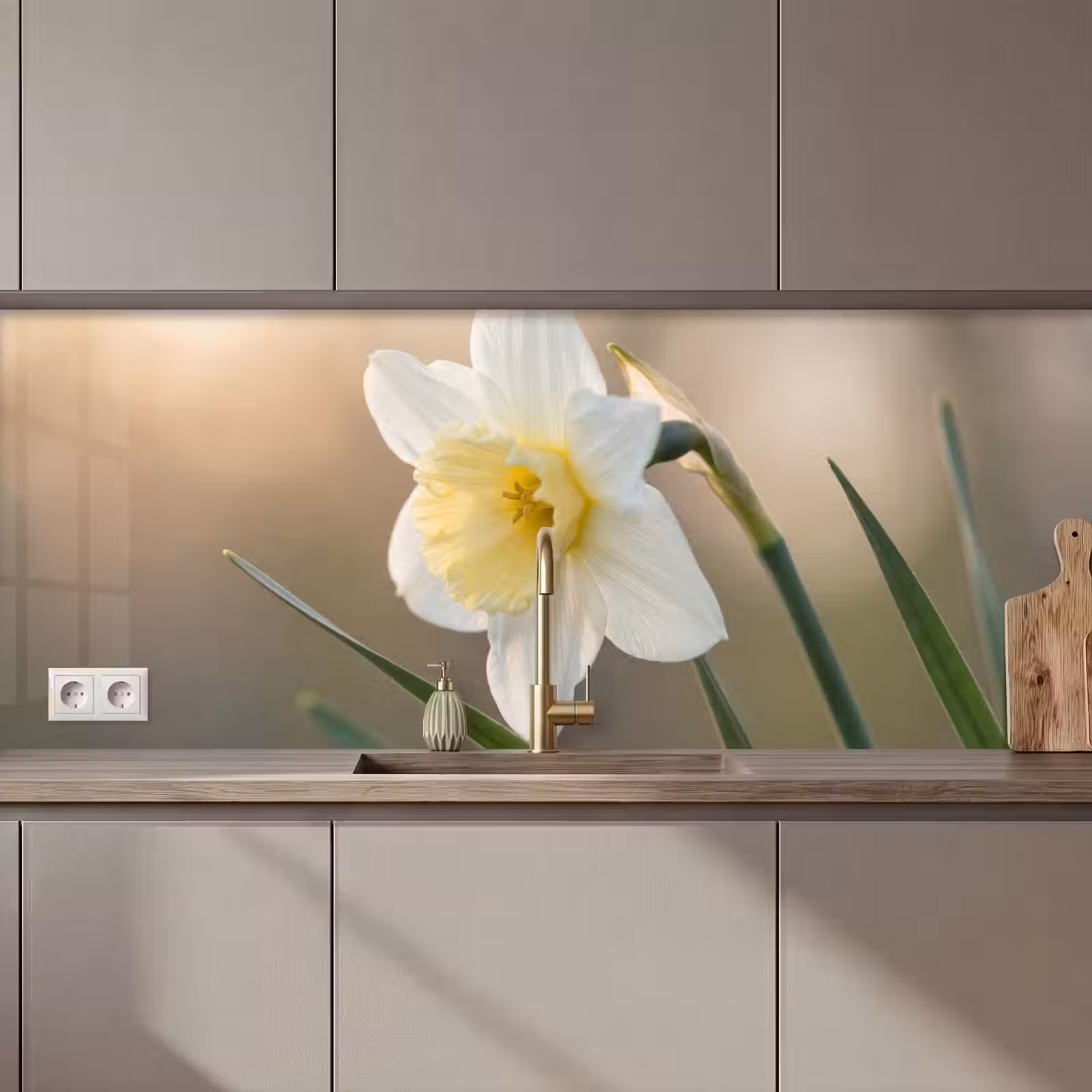Keuken achterwand - Narcis - Bloem - Minimalistisch — 1