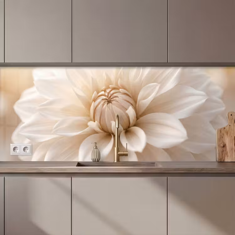 Keuken achterwand - Bloem - Dahlia - Wit — 1