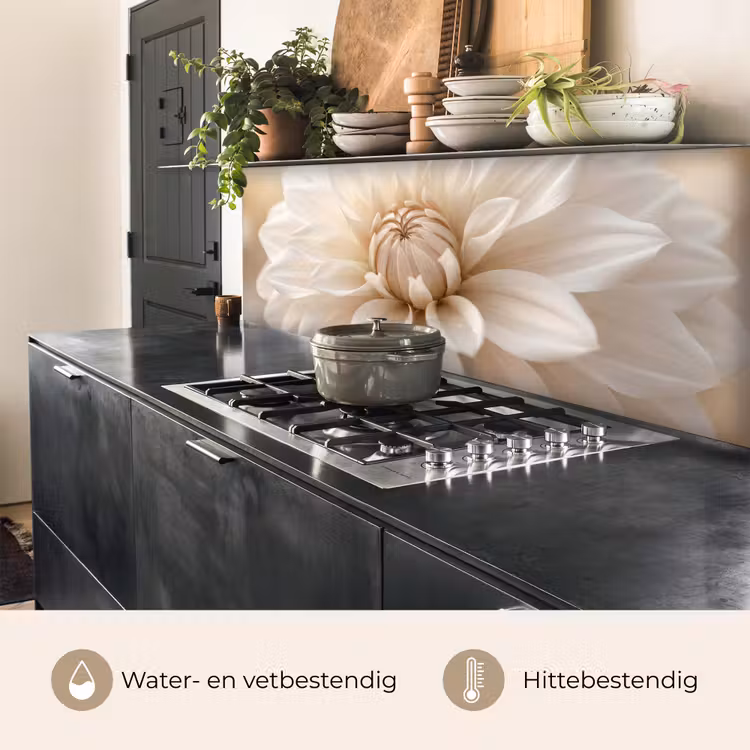 Keuken achterwand - Bloem - Dahlia - Wit — 5