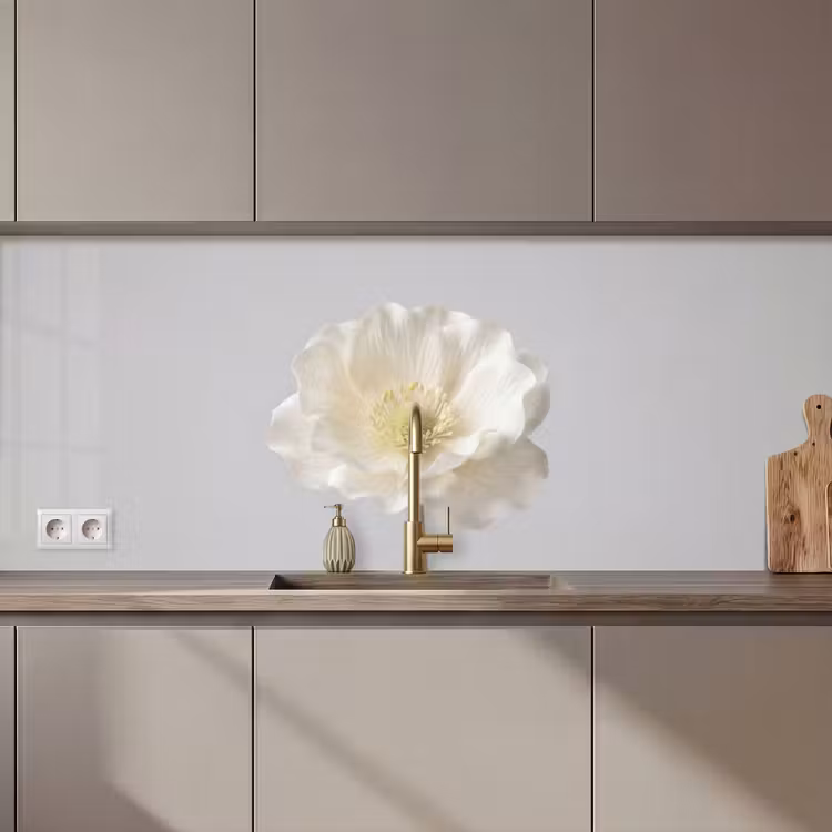 Keuken achterwand - Bloem - Minimalistisch -Wit — 1