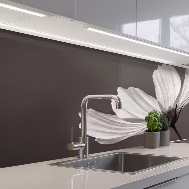 Keuken achterwand - Bloem - Minimalistisch - Zwart - Wit — 2