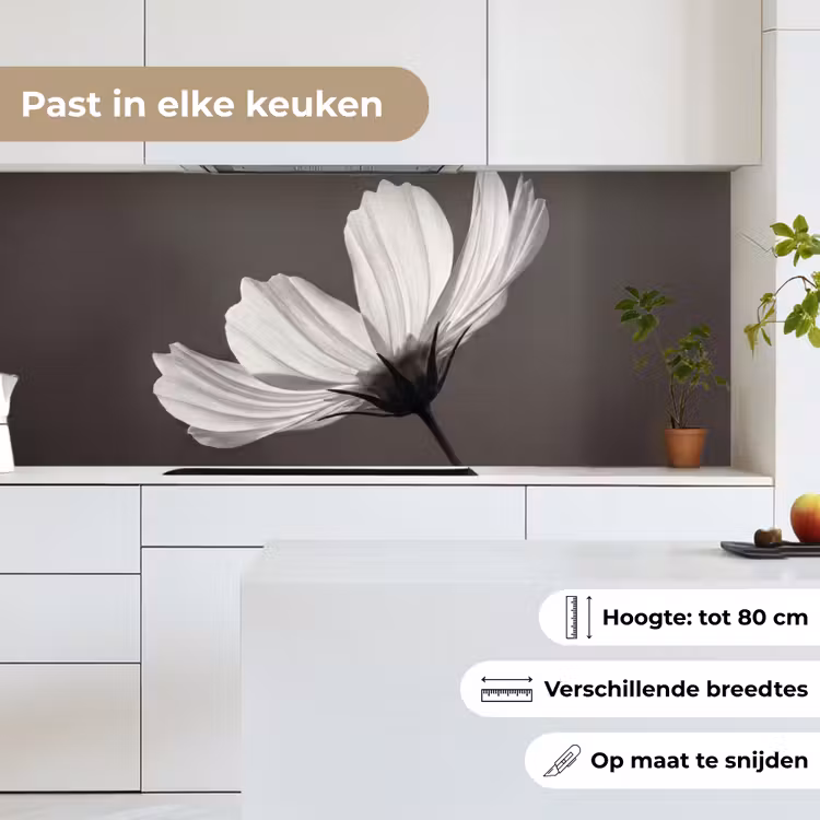 Keuken achterwand - Bloem - Minimalistisch - Zwart - Wit — 7