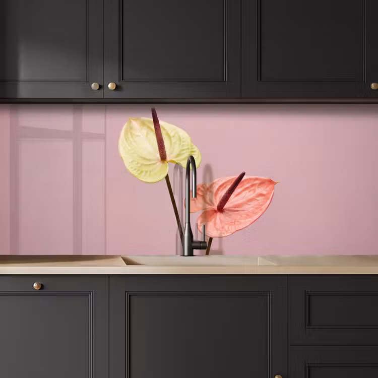 Keuken achterwand - Bloemen - Anthuriums - Geel - Roze — 6
