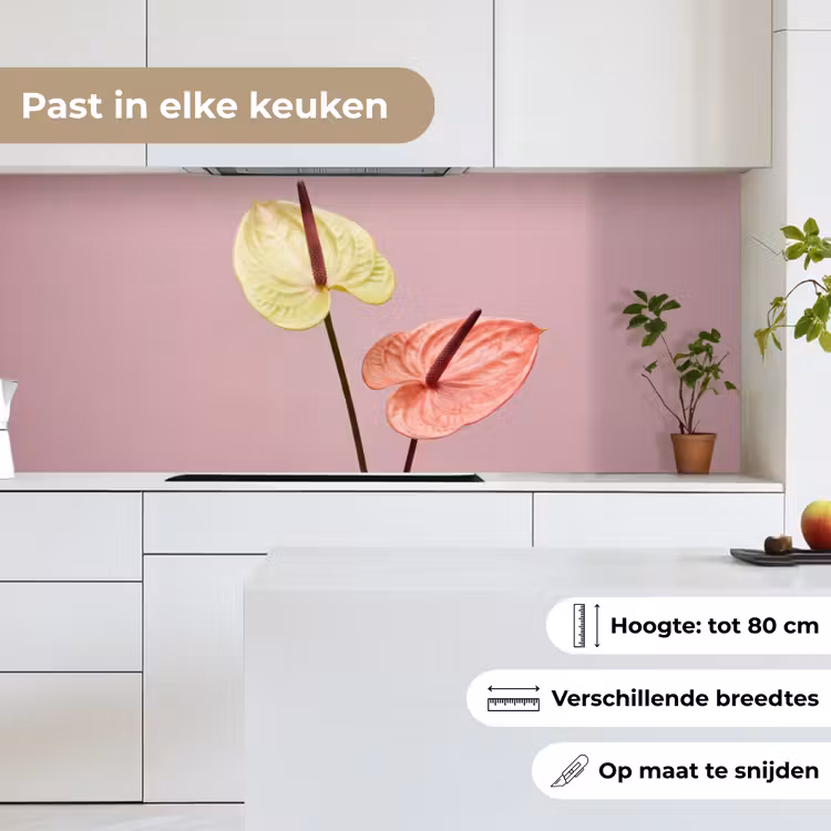 Keuken achterwand - Bloemen - Anthuriums - Geel - Roze — 7