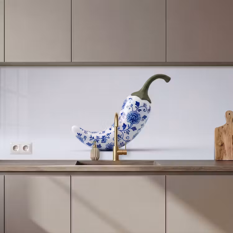 Keuken achterwand - Chilipeper - Keramiek - Blauw — 1