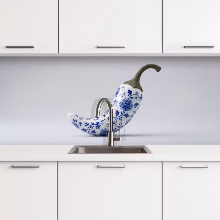 Keuken achterwand - Chilipeper - Keramiek - Blauw — 4