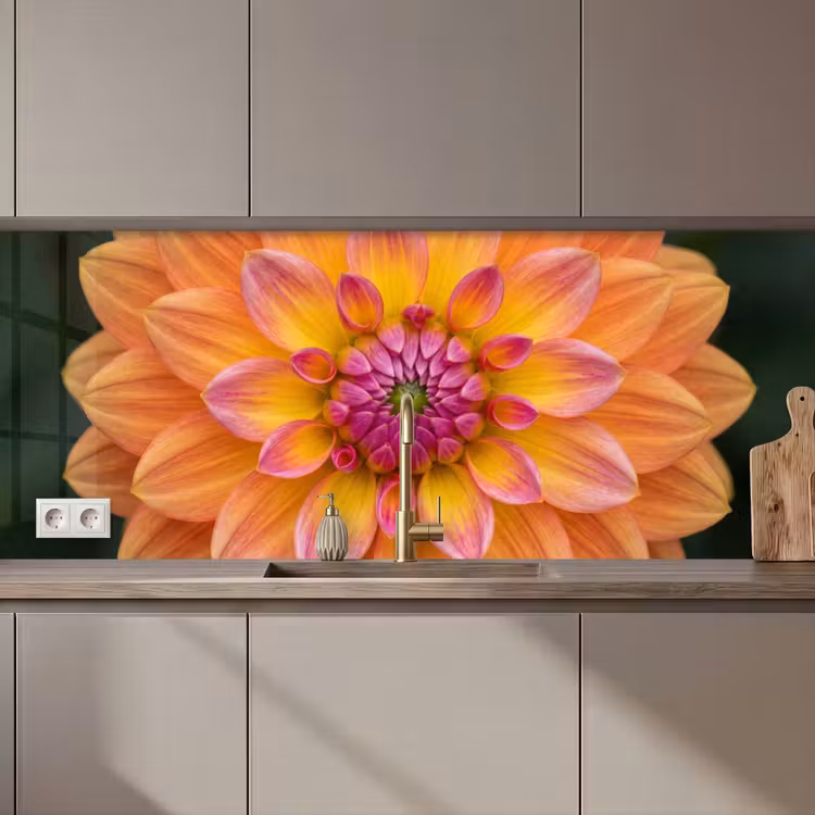 Keuken achterwand - Dahlia - Bloem - Oranje — 1