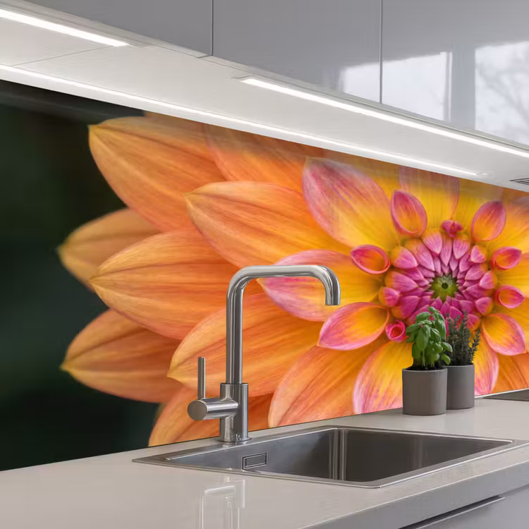 Keuken achterwand - Dahlia - Bloem - Oranje — 2