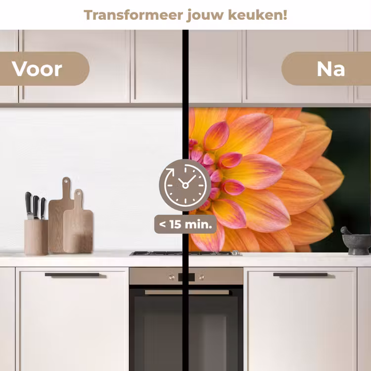 Keuken achterwand - Dahlia - Bloem - Oranje — 3