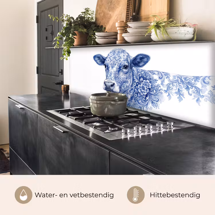 Keuken achterwand - Illustratie - Koe - Blauw — 5