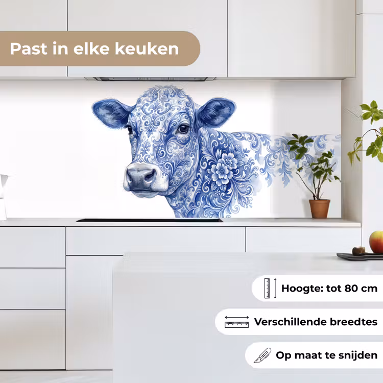 Keuken achterwand - Illustratie - Koe - Blauw — 7