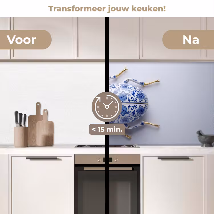 Keuken achterwand - Kever - Delfts - Blauw - Goud — 3