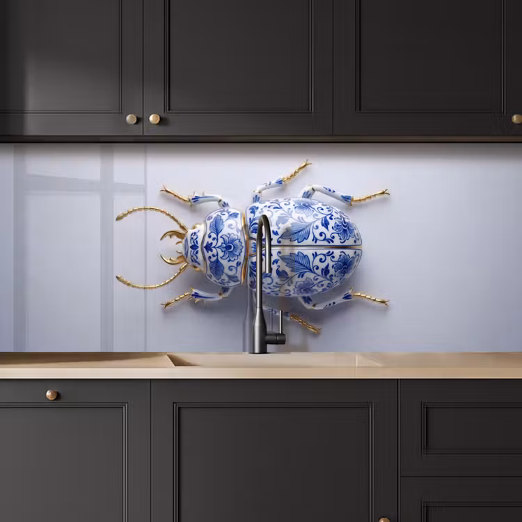 Keuken achterwand - Kever - Delfts - Blauw - Goud — 6