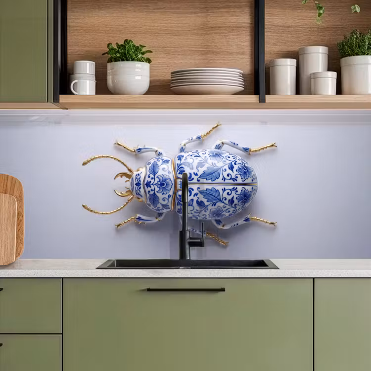 Keuken achterwand - Kever - Delfts - Blauw - Goud — 8