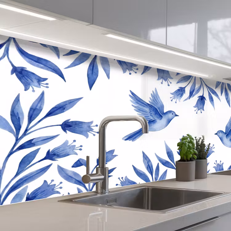Keuken achterwand - Modern - Vogels - Delfts - Blauw — 2