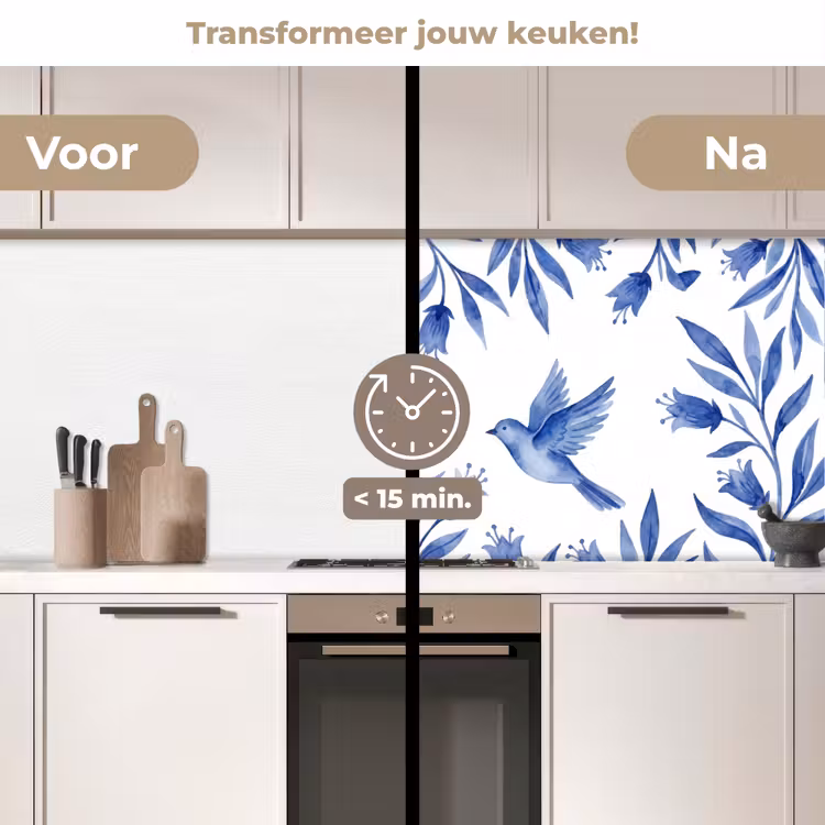 Keuken achterwand - Modern - Vogels - Delfts - Blauw — 3