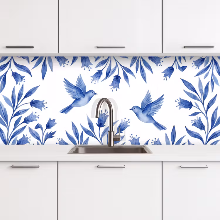 Keuken achterwand - Modern - Vogels - Delfts - Blauw — 4