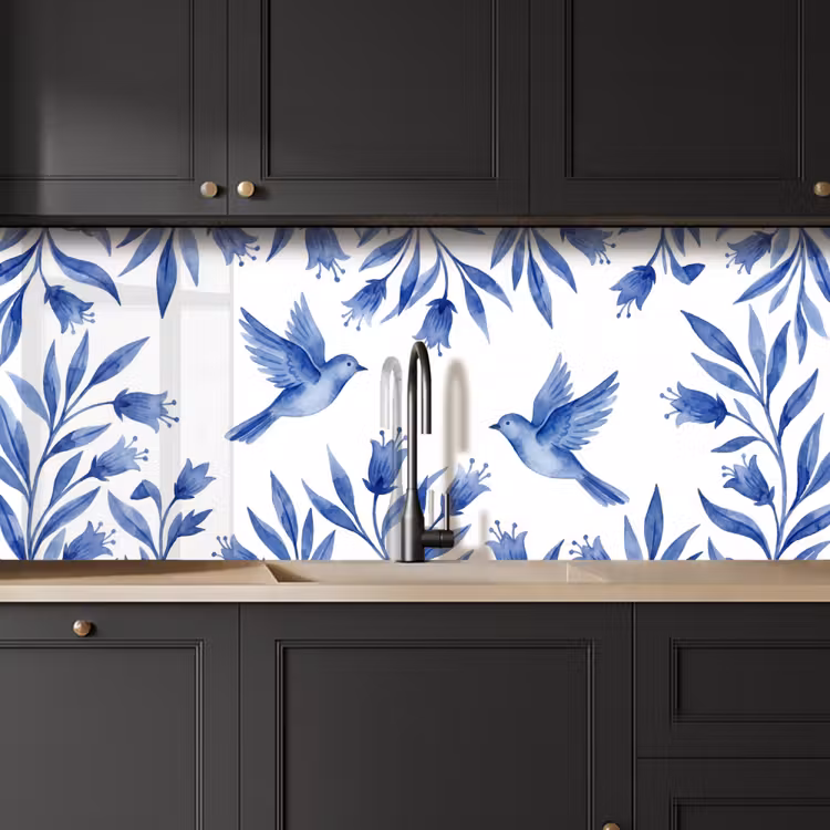 Keuken achterwand - Modern - Vogels - Delfts - Blauw — 6