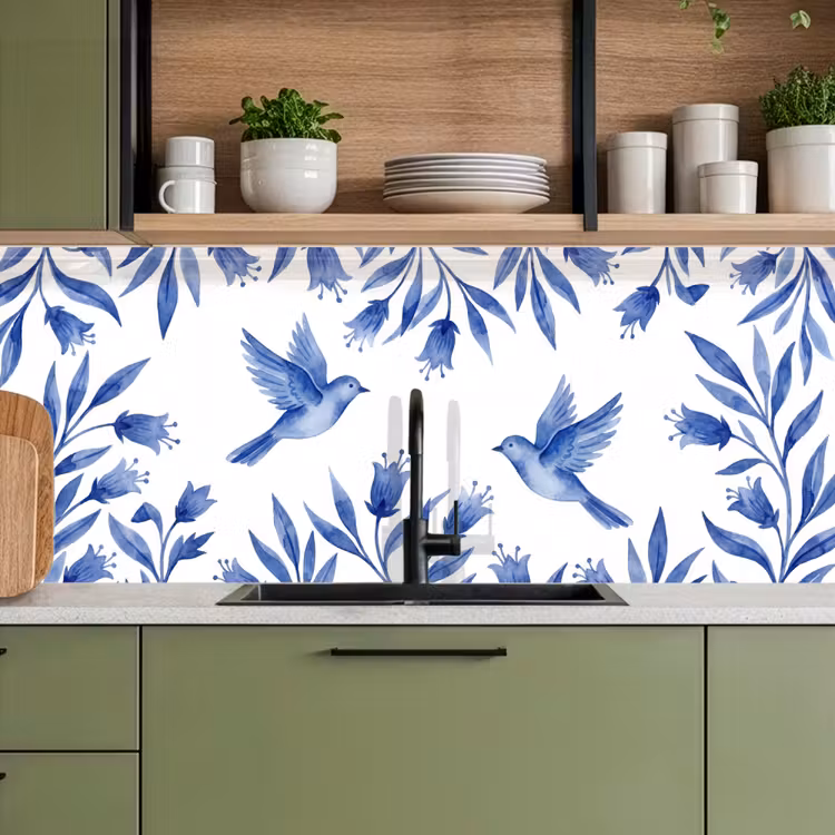Keuken achterwand - Modern - Vogels - Delfts - Blauw — 8