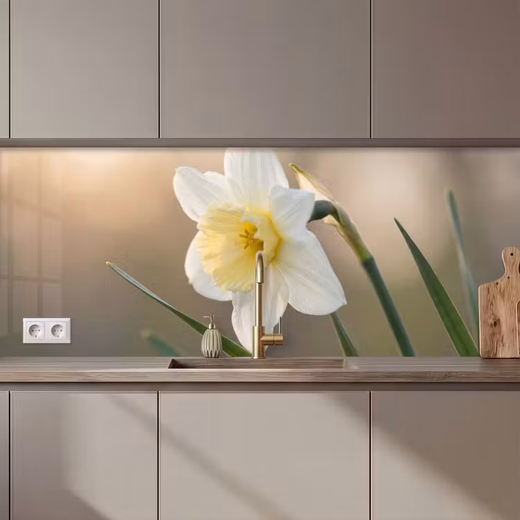 Keuken achterwand - Narcis - Bloem - Minimalistisch — 1