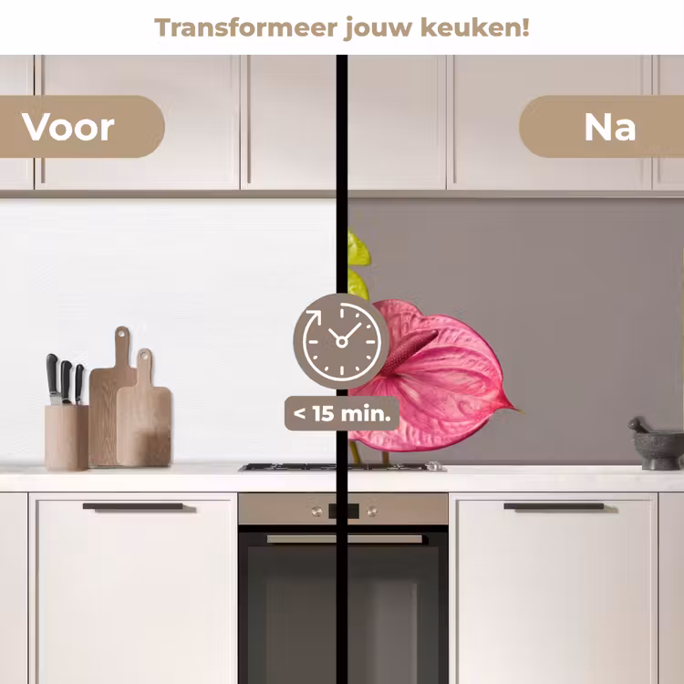 Keuken achterwand - Planten - Anthurium - Groen - Roze — 3