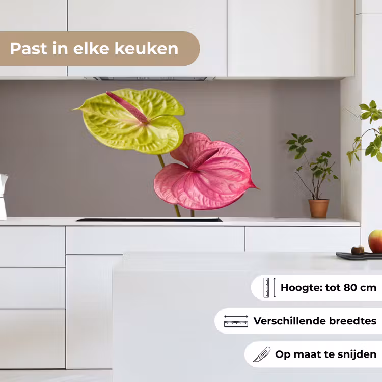 Keuken achterwand - Planten - Anthurium - Groen - Roze — 7
