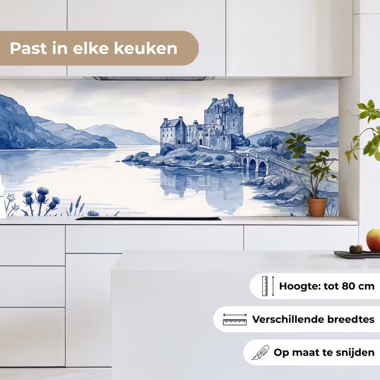 Keuken achterwand - Schots - Kasteel - Blauw - Aquarel — 7