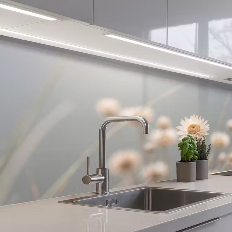 Keuken achterwand - Strobloemen - Wit - Daglicht — 2