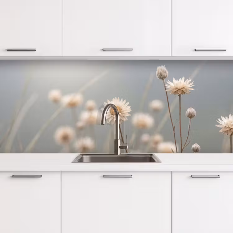 Keuken achterwand - Strobloemen - Wit - Daglicht — 4