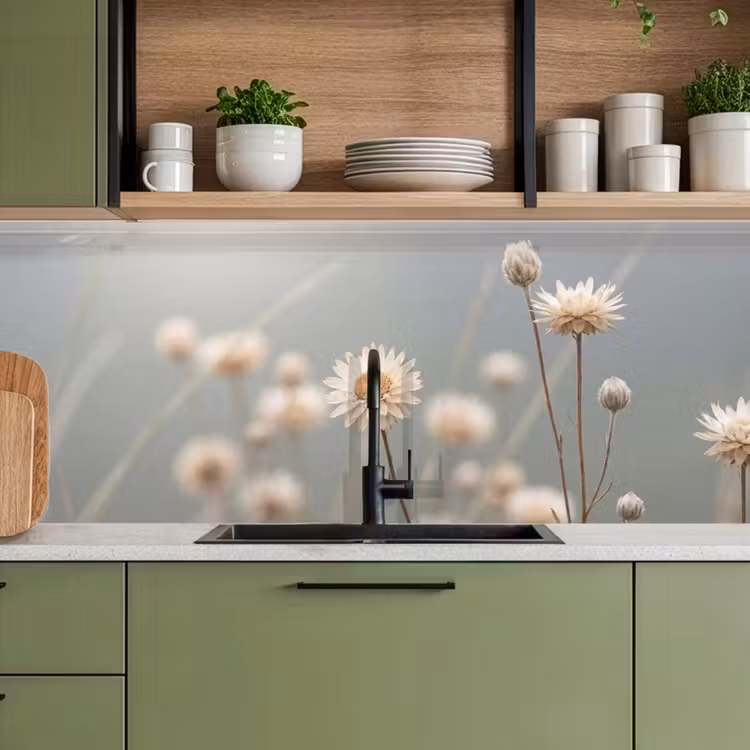 Keuken achterwand - Strobloemen - Wit - Daglicht — 8