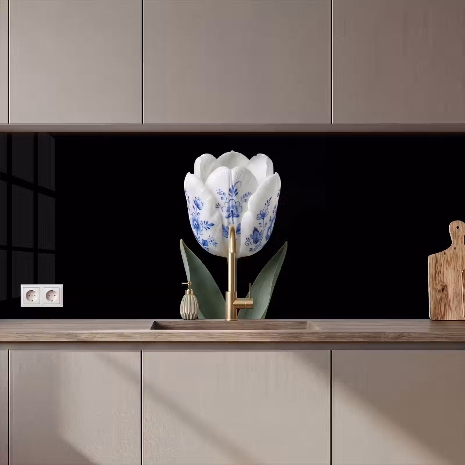 Keuken achterwand - Tulp - Patroon - Blauw — 1