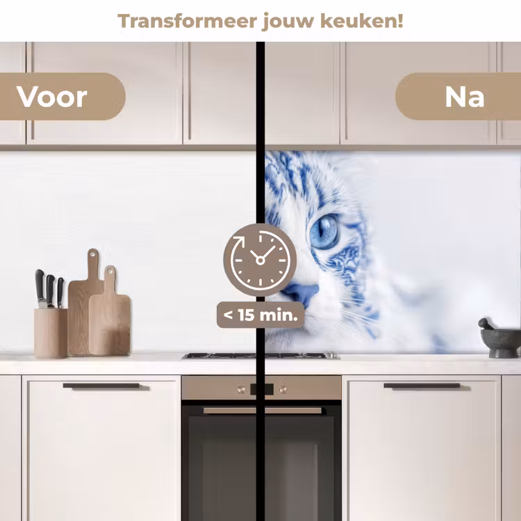 Keuken achterwand - Kat - Patroon - Blauw — 3