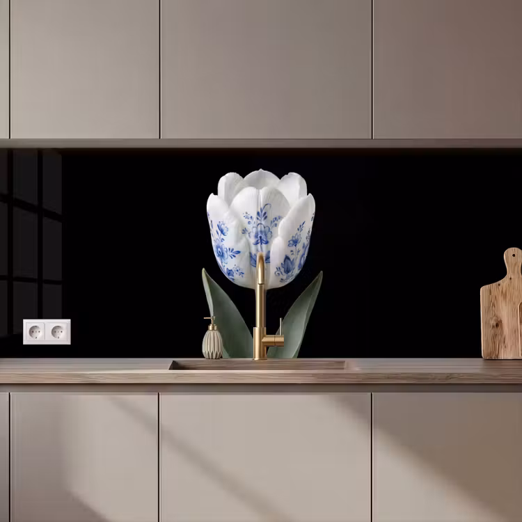 Keuken achterwand - Tulp - Patroon - Blauw — 1
