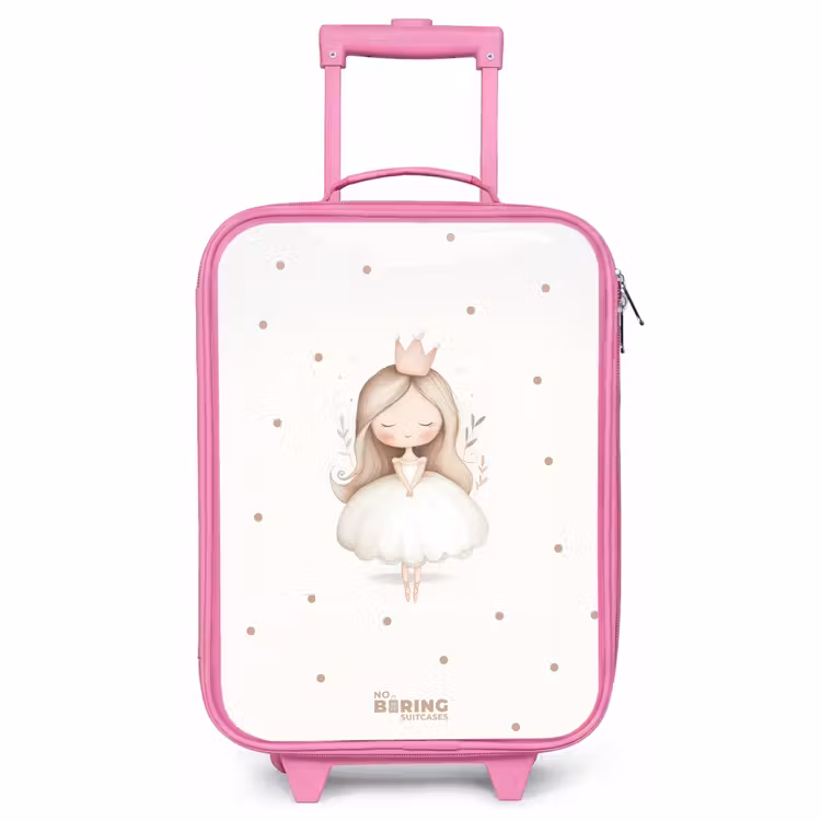 Kinderkoffer - Roze - Ballerina prinses tussen beige stippen — 1