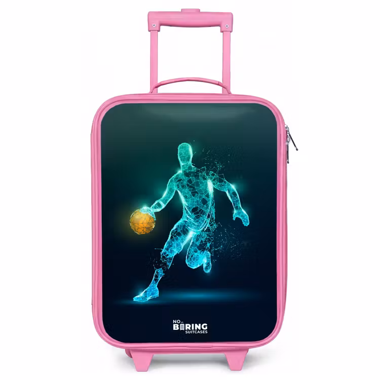 Kinderkoffer - Roze - Basketbalspeler in neon dribbelactie — 1