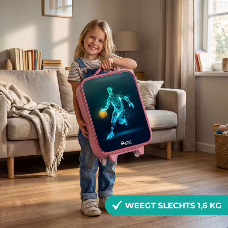 Kinderkoffer - Roze - Basketbalspeler in neon dribbelactie — 2