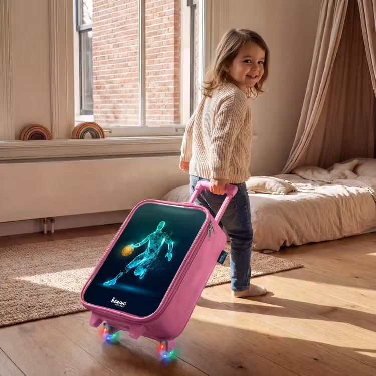 Kinderkoffer - Roze - Basketbalspeler in neon dribbelactie — 3