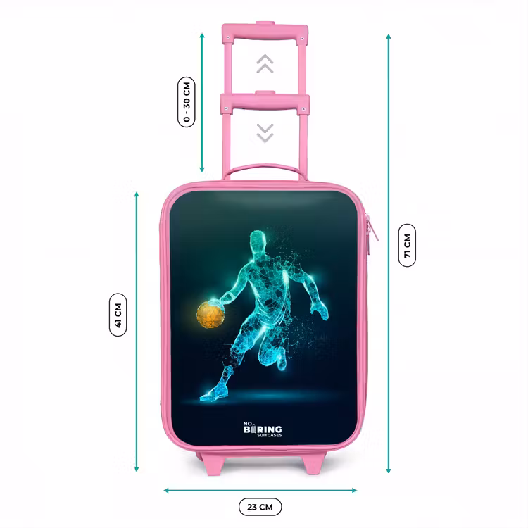 Kinderkoffer - Roze - Basketbalspeler in neon dribbelactie — 5