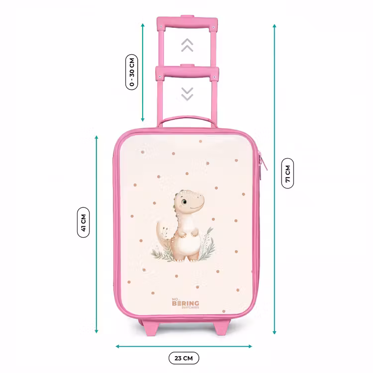 Kinderkoffer - Roze - Beige dino op een stippen achtergrond — 5