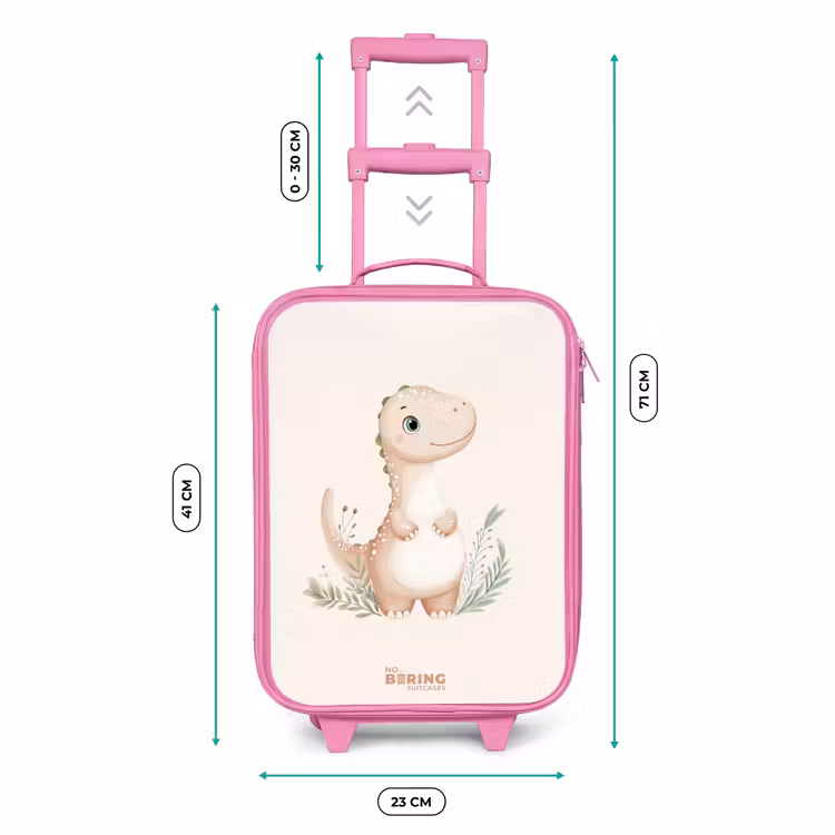 Kinderkoffer - Roze - Beige dinosaurus met groene blaadjes — 5